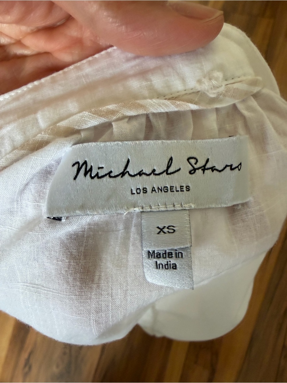Michael Stars 100% Cotton White Short Puff Sleeve Button Front Top - Picture 7 of 10